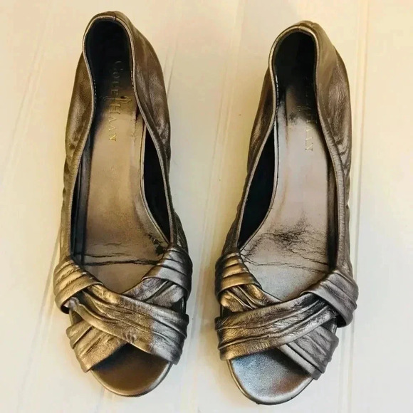 Cole Haan Metallic Nike Air Leather Wedges - Picture 2 of 7